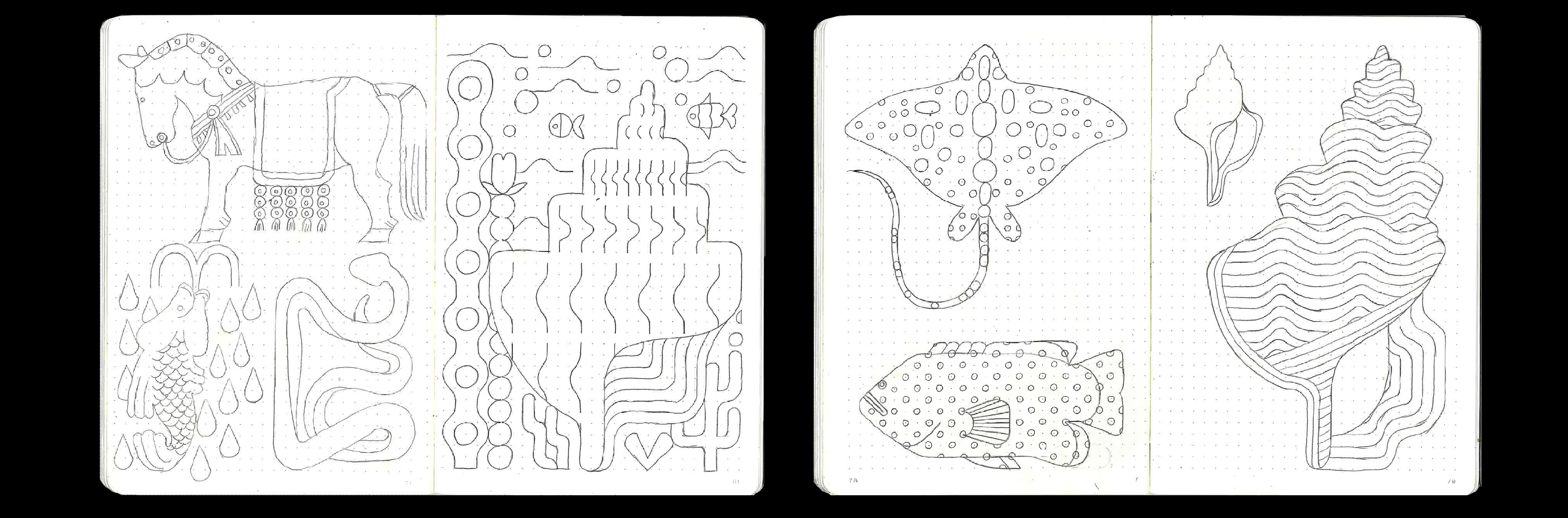 carnets illustrations coquillage géométrique